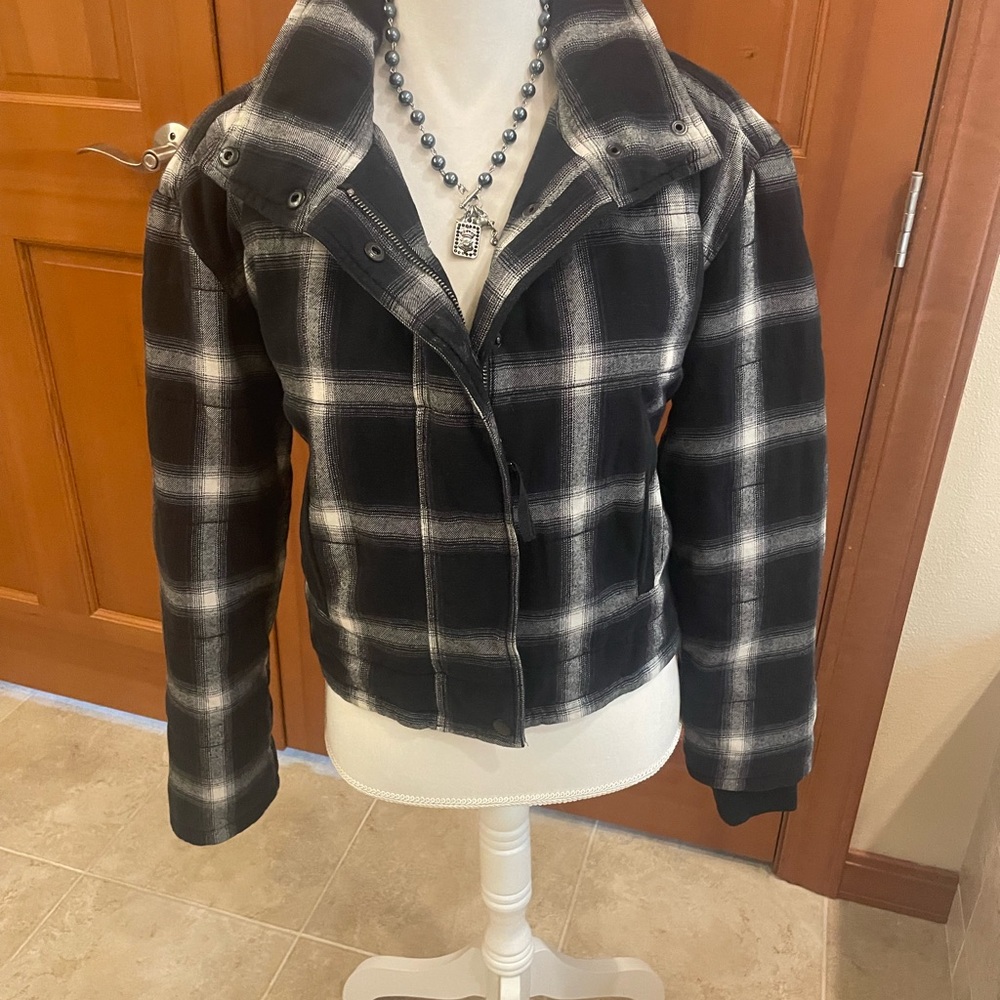 EVEREVE Plaid Black and White Women's Jacket Small